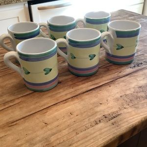 CALECA. SET OF 6 HAND PAINTED COFFEE, SOUP MUGS. 4” x 4”